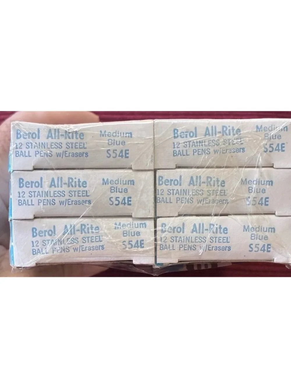 Lot of 6 Vtg Berol All Rite Ball Pens Medium Blue Ink NOS Sealed Box 72 Total